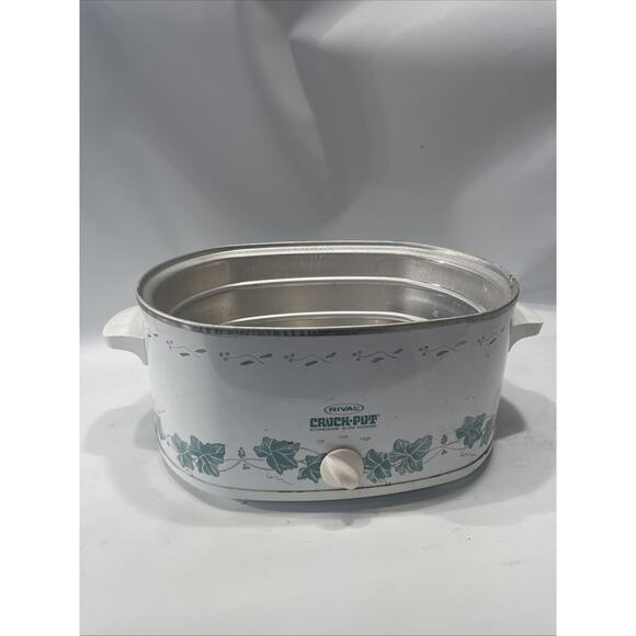 Vintage Rival Slow Cooker 3760 4.5 qt Crock Pot Ivy & Grapes GREEN - Base Only - Picture 1 of 9